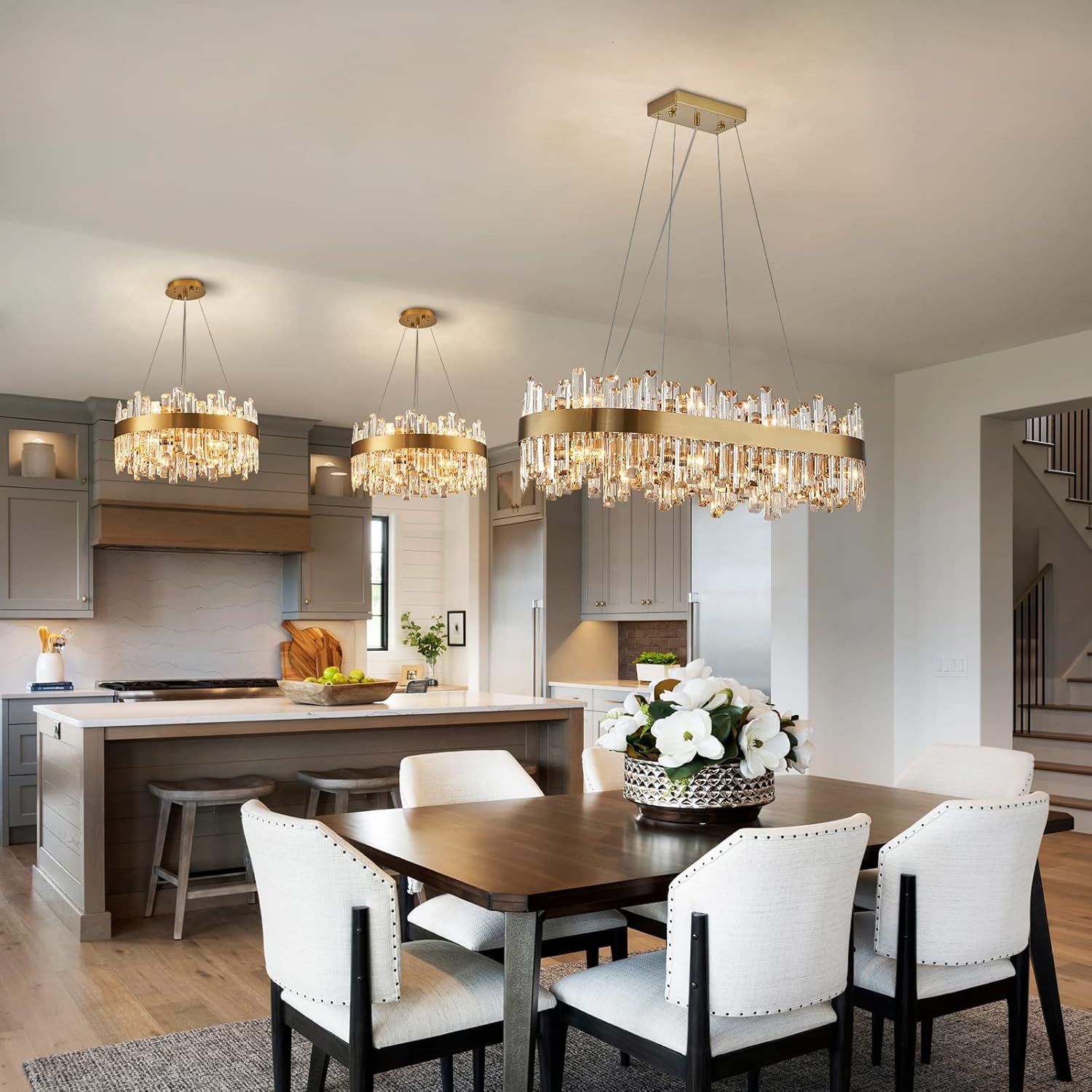 Siljoy Rectangle Gold Crystal Chandelier